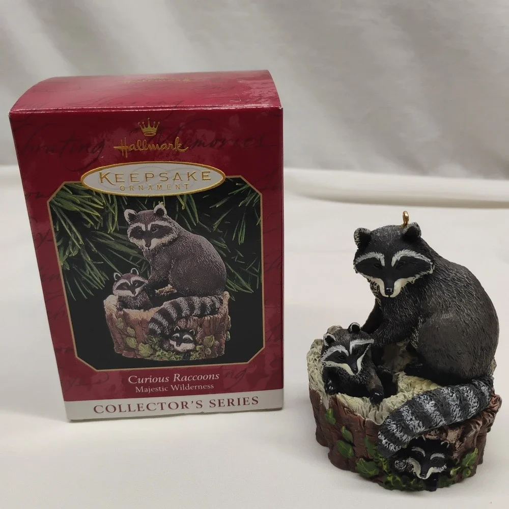 Hallmark Keepsake Ornament Curious Raccoons Majestic Wilderness 1999 Mark Newman